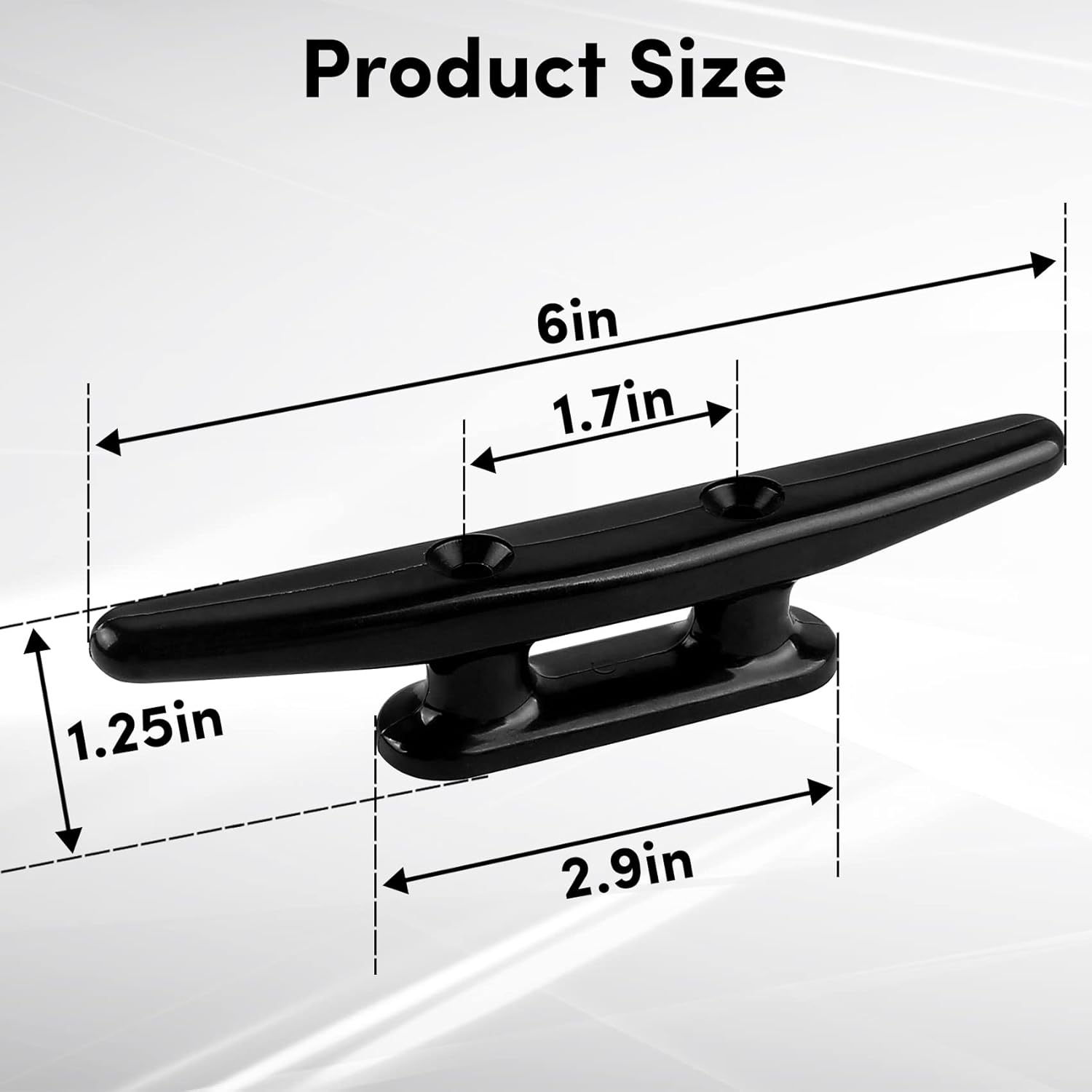 VEITHI Black Nylon Boat Cleat 4/5/6/8, Dock Cleat with Hardware 4 Pack