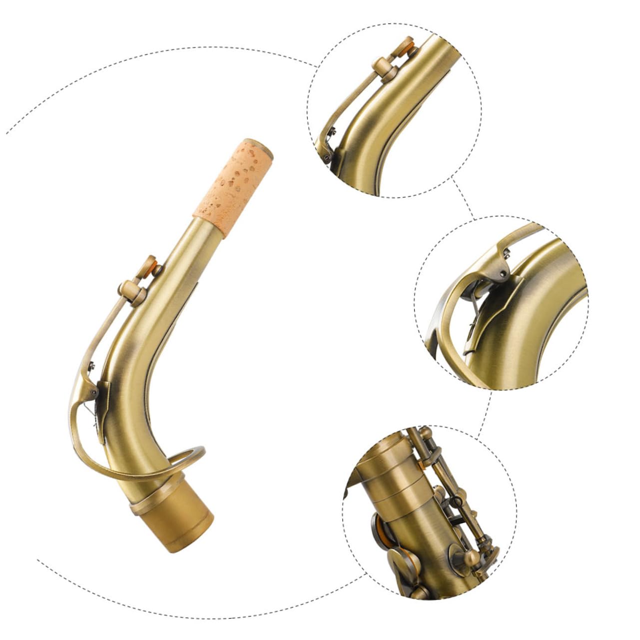 Collo Curvo per Sassofono 24, 5mm in Ottone, Finitura Oro | Ricambio per Sax Contralto, Aspetto Anticato Elegante, Accessori Musica Pratici per Uso Quotidiano