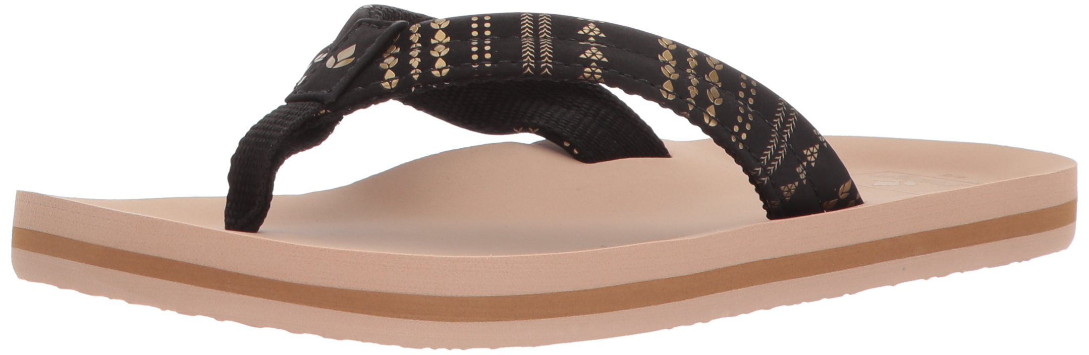 Reef Girls' Little AHI Tattoo Sandal, black/gold, 3-4 Medium US Toddler