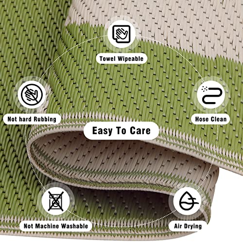 Ileading Reversible Plastic Outdoor Rug Tropics Palm Leaves Straw Mat, Waterproof Patios Carpet 6X9Ft Non Shedding Portable Decor Area Rugs For Deck Rv Picnic Beach Backyard (6' X 9'Green) #TOP6