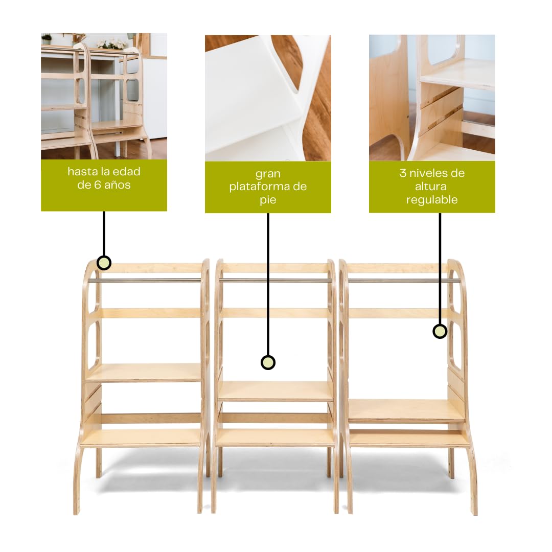 Ette Tete Step UP • Torre Auxiliar de Altura Ajustable (de Madera)