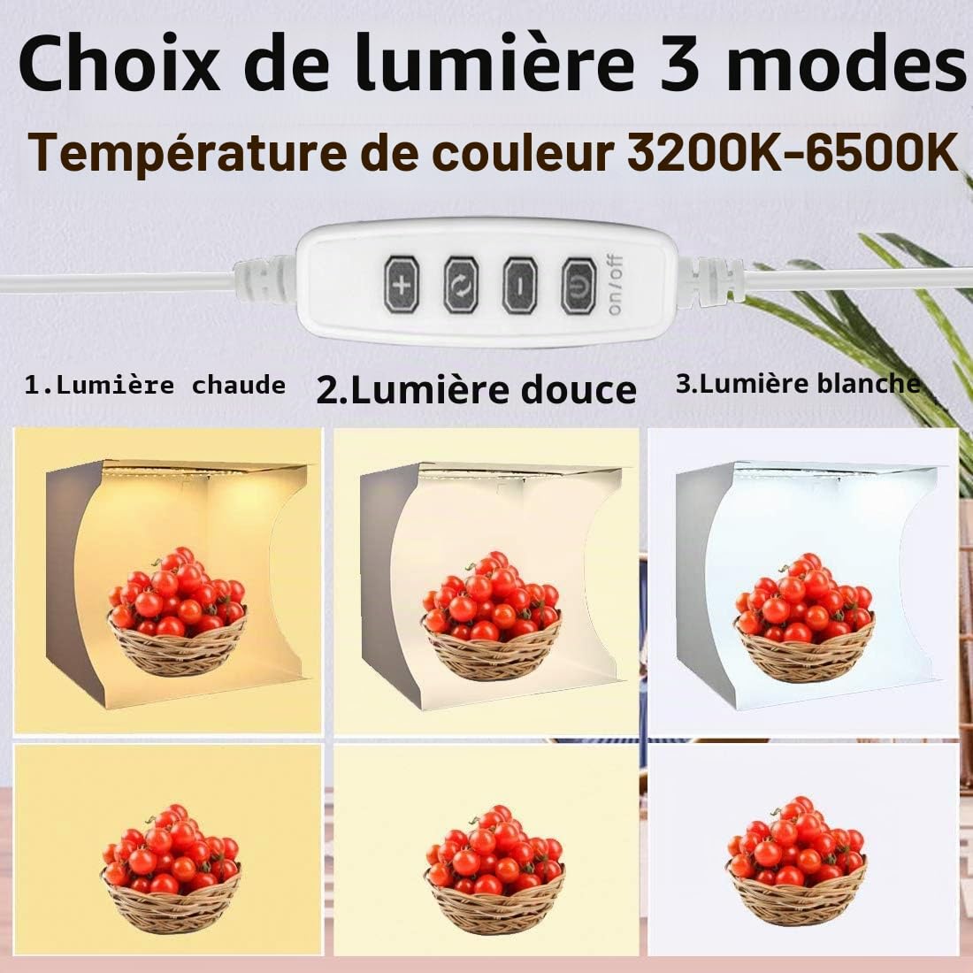 DUCLUS Studio Photo Portable 30x30 cm Boîte à Lumière, Pliable Photo Box avec 88 LED Lumière Dimmable Blanche/Douce/Chaude et 6 Toiles de Fond pour Photographie Produits Bijoux Cosmétiques