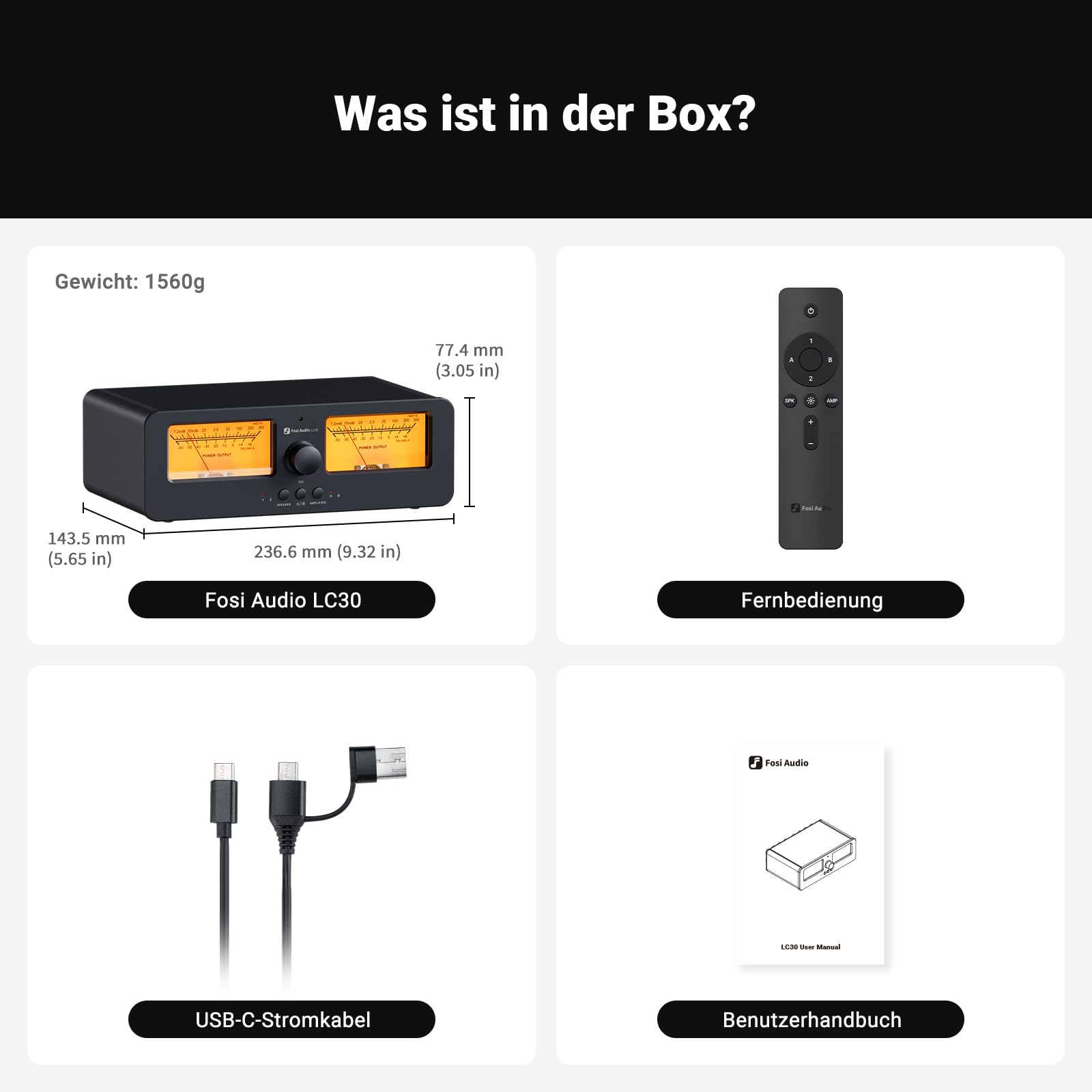 [Verbessert] Fosi Audio LC30 VU Meter Verstärker Lautsprecherwähler-Box, 2-Wege Analog-Audioschalter, für Stereo HiFi-Verstärker und Passive Lautsprecher, Home-Audio-Komponente mit Fernbedienung