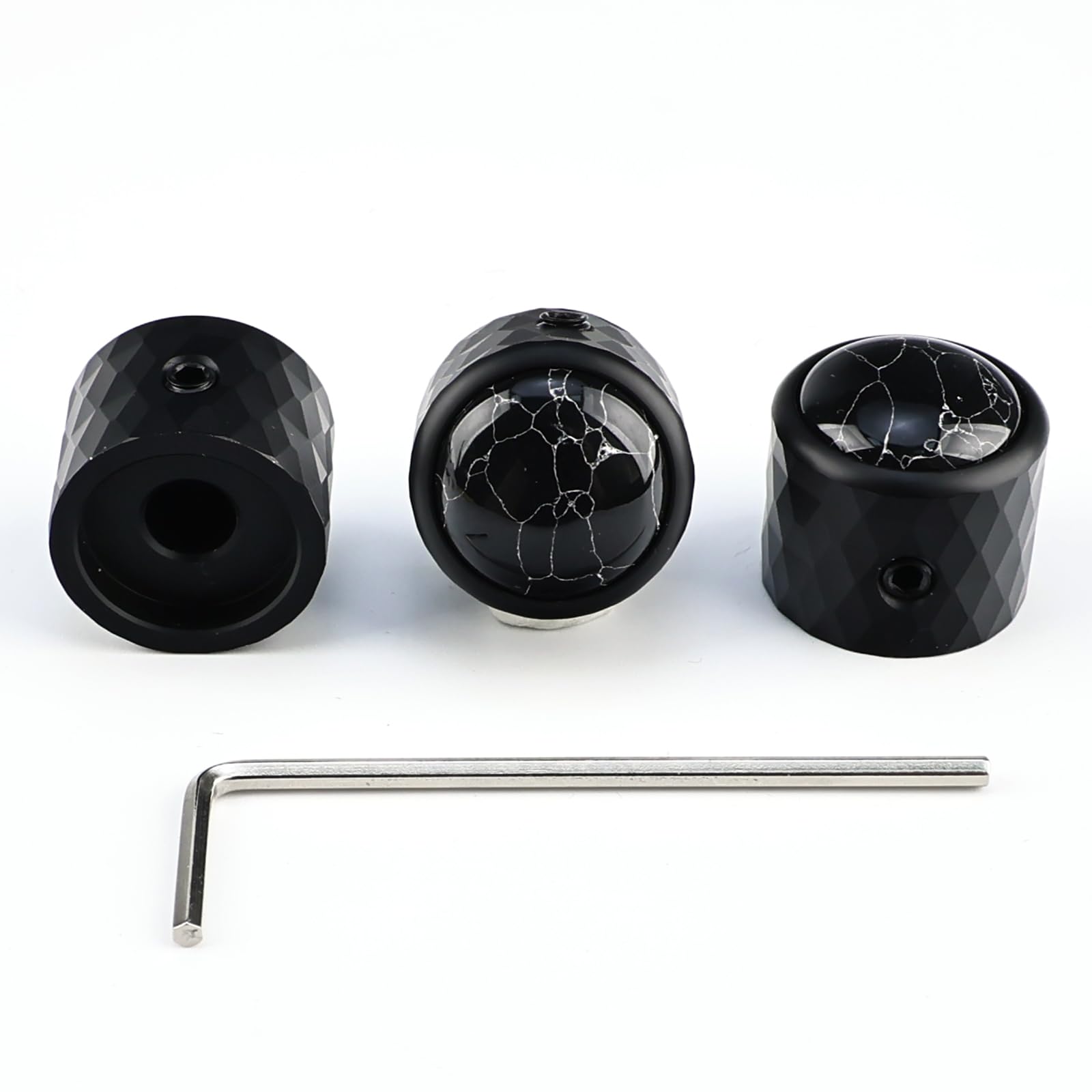 3Pcs Dome Aluminum Alloy Guitar Control Knobs 6.5mm（1/4"） Potentiometer Shaft Metal Volume Tone Knobs for Electric Bass Guitar Replacement Parts (Phantom Black Eye Finish)