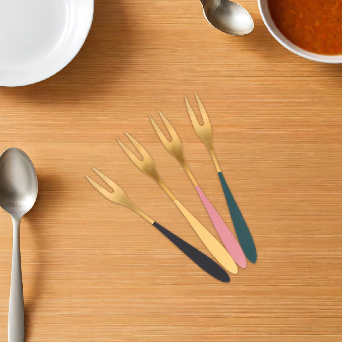 12pcs Stainless Steel Dessert Forks Mini Cake Fruit Cutlery