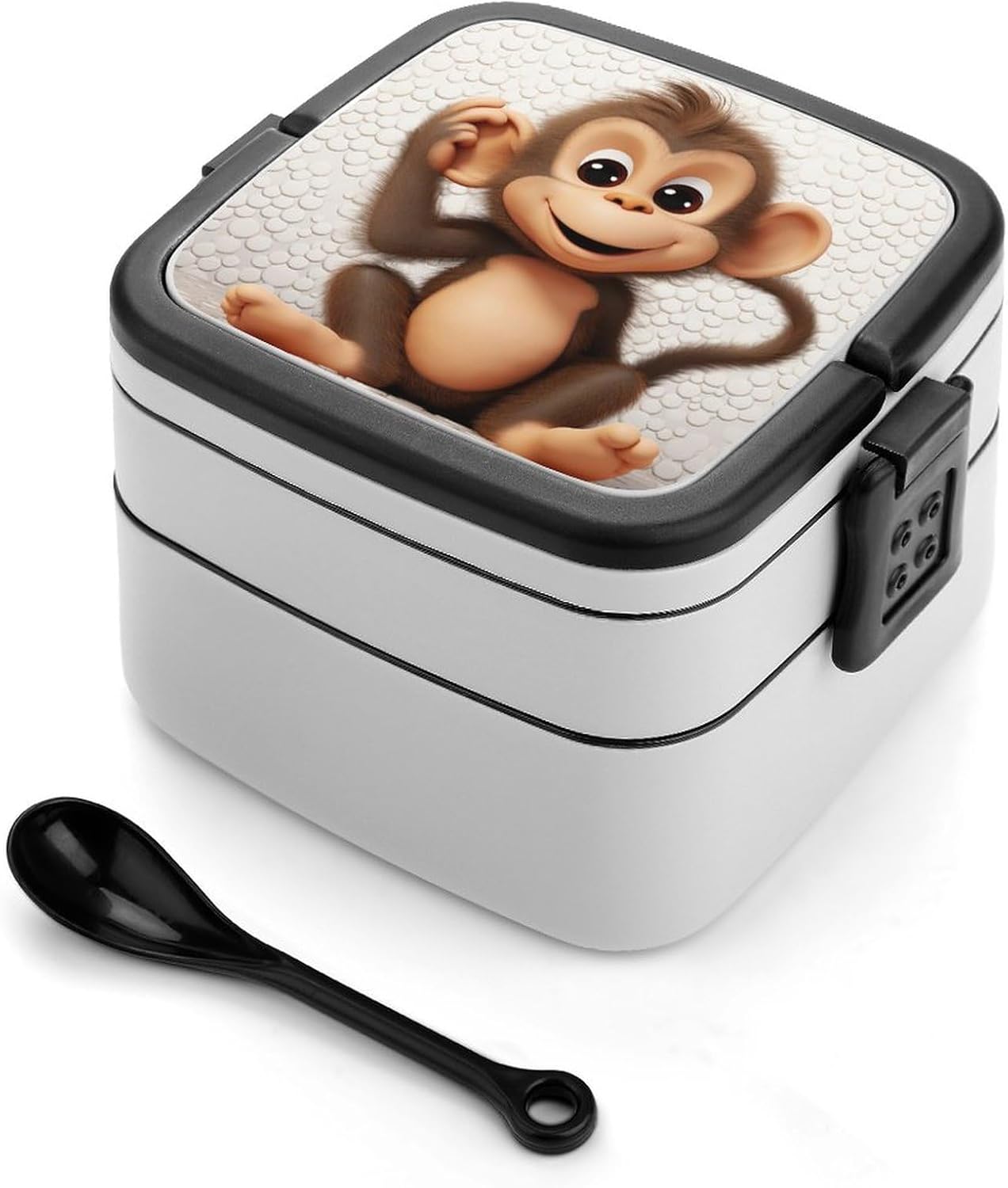 Adults Lunch Box Adult Bento Box Stackable Bento Box BPA-Free Cute Monkey Lunch Box Food Container Ideal for Meal Prep, Work, And On The Go