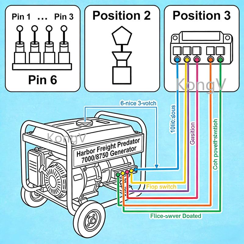 Start On Off Switch for Harbor Freight Predator 7000/8750 Watt 63086 | Fits Harbor Freight Predator 7000/8750 Watt 63086 63085 63087 3 Position 6 Pins