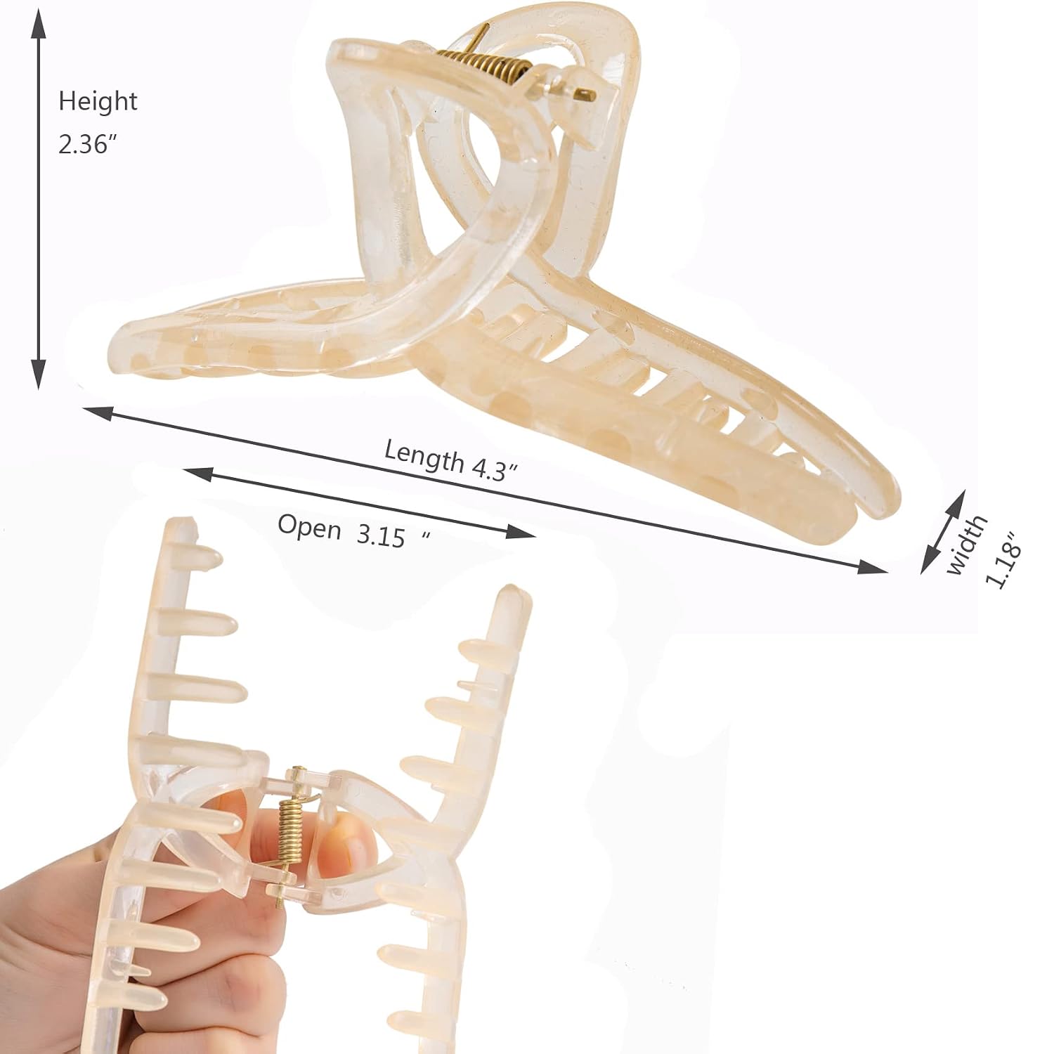 Beige Hair Claw Clips for Thick/Fine/Thin Hair,3 Count In Set image 2