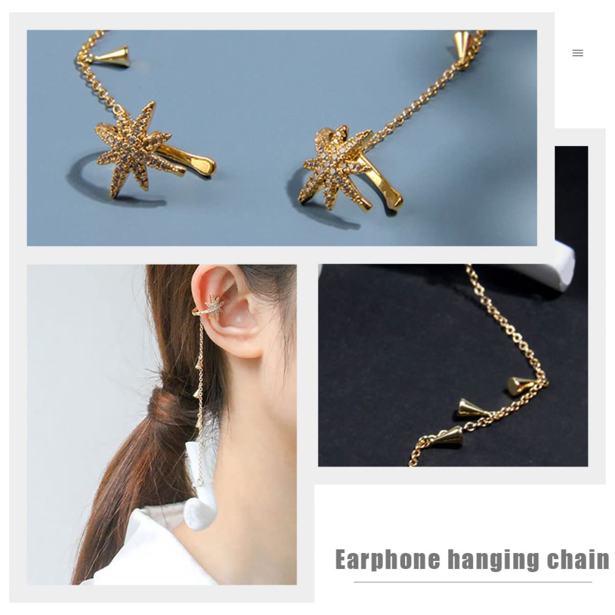 DOITOOL 5 De Auriculares Con Clip De Oreja De Cadena Antipérdida Moda De Cobre