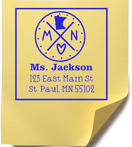 Miniatura 236 de Texas State Love - Sello de dirección cuadrado, uso con almohadilla de sellos, sello de correo de Texas, tamaño 1-5/8 pulgadas Manija