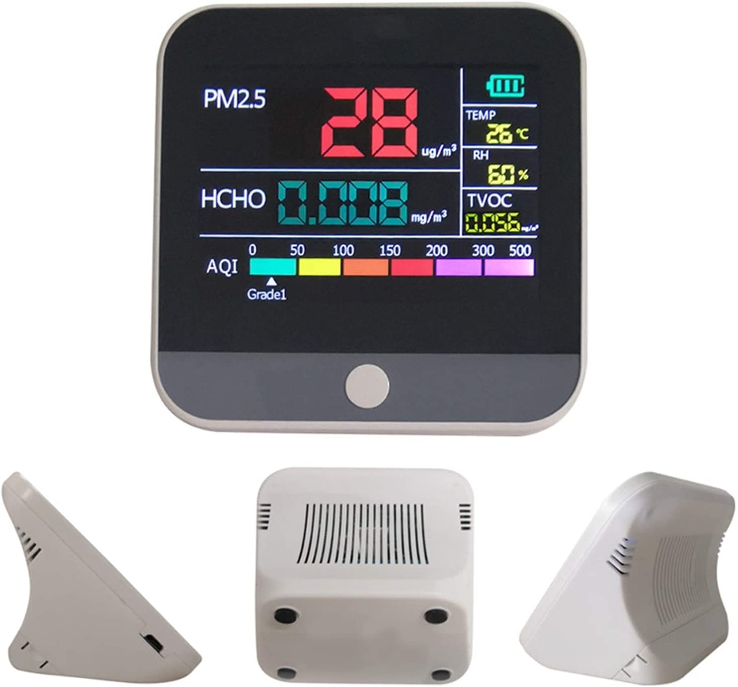 Misuratore di qualità dell'Aria, Monitor di qualità inquinamento atmosferico analizzatore di Gas PM2.5 Formaldeide (HCHO) TVoc Tester Detector Temp/Hum Diagnostico Meter Indoor