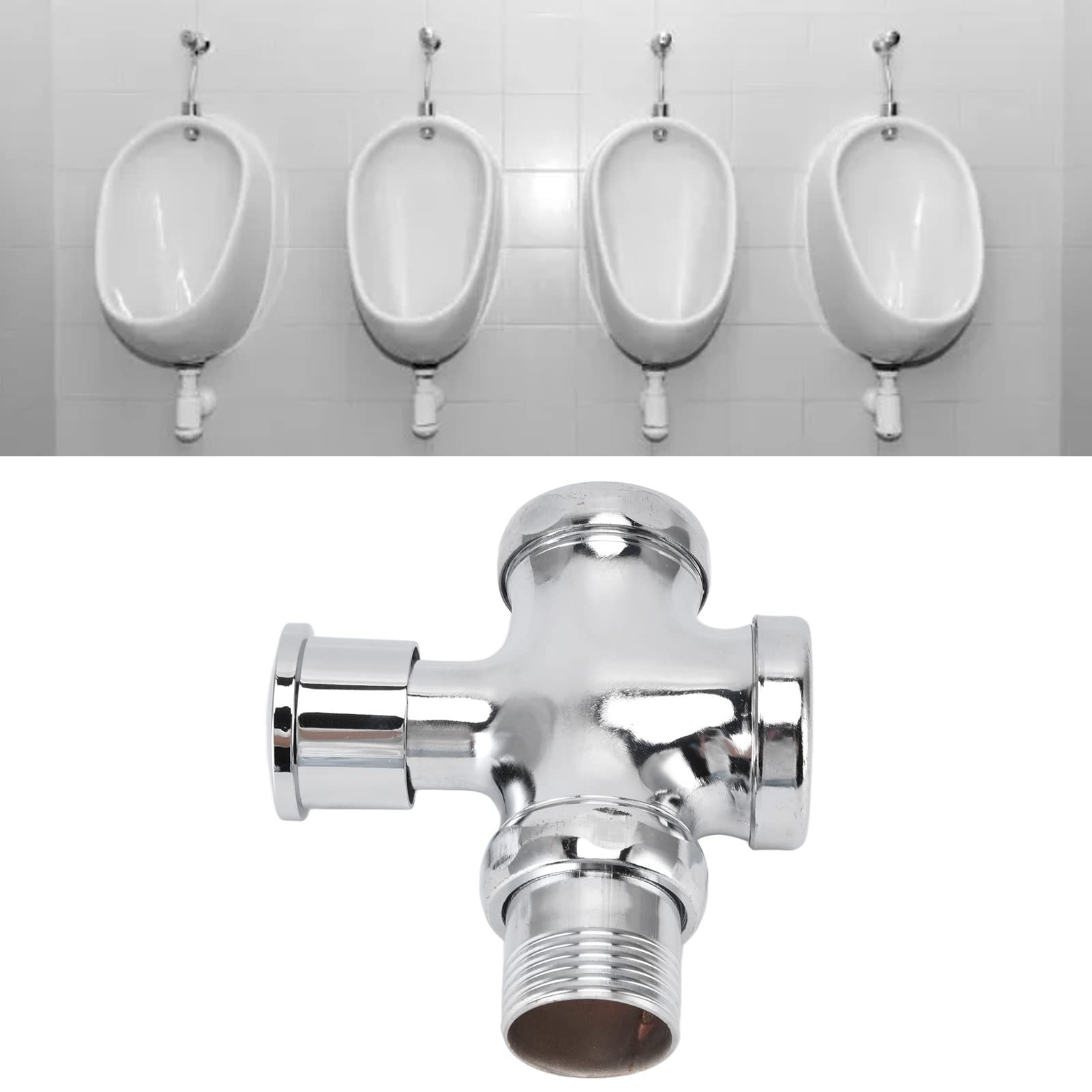Urinoirspoelklep, Zinklegering Mannual Tijdvertraging Spoelen Urineklep Drukknop Watertankklep Urinoir Blootgestelde Fittingen Spoelklep G1/2