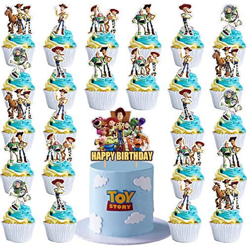 25 Stück Toy Story Kuchenaufsätze, Cupcake-Topper, Kindergeburtstag, Party, Kuchendekoration, Partyzubehör Cover