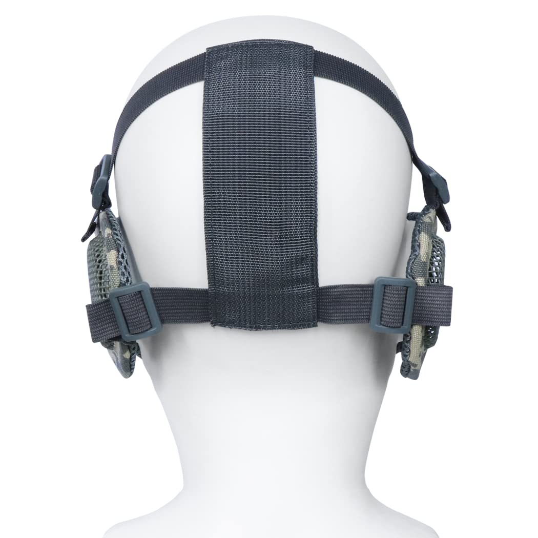 Airsoft - Juego de máscara de media cara y sombrero, máscara de malla de acero con protección para los oídos y gorra de béisbol, máscara protectora táctica para juegos CS, pistola BB, paintball, caza, tiro