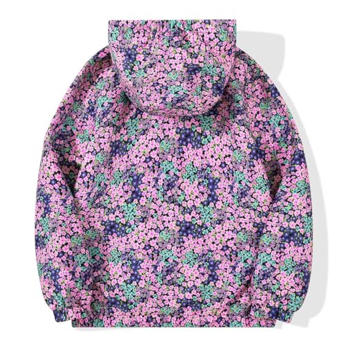 Image of SUNDAY ROSE Girls Windbreaker Jackets Lightweight Water Resistant Coat Outwear with Hooded for Kids