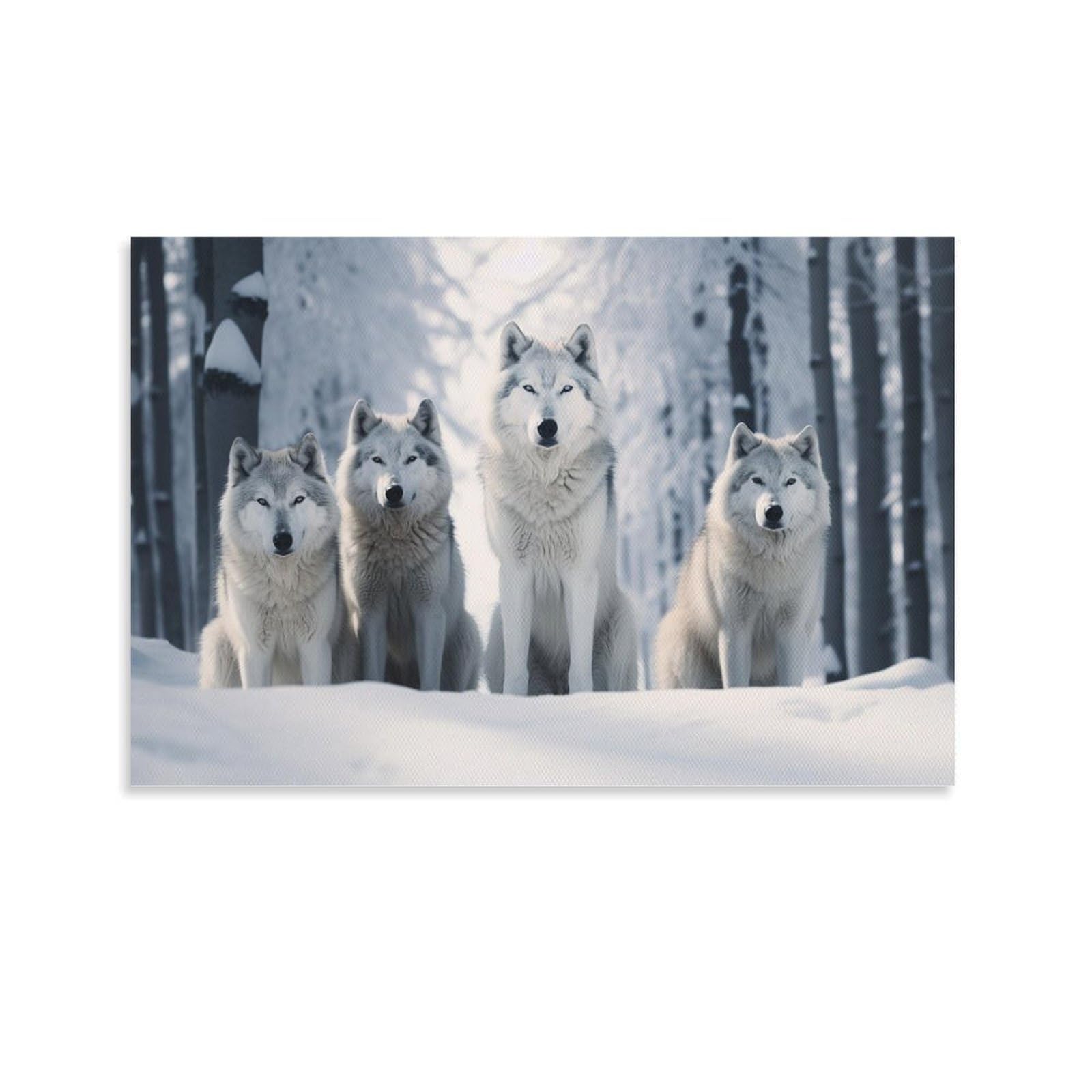 Sponsored Ad – Snowy White Wolf Canvas Wall Decor Nature Forest Animals Poster Wall Art for Living Room Bedroom Artwork
