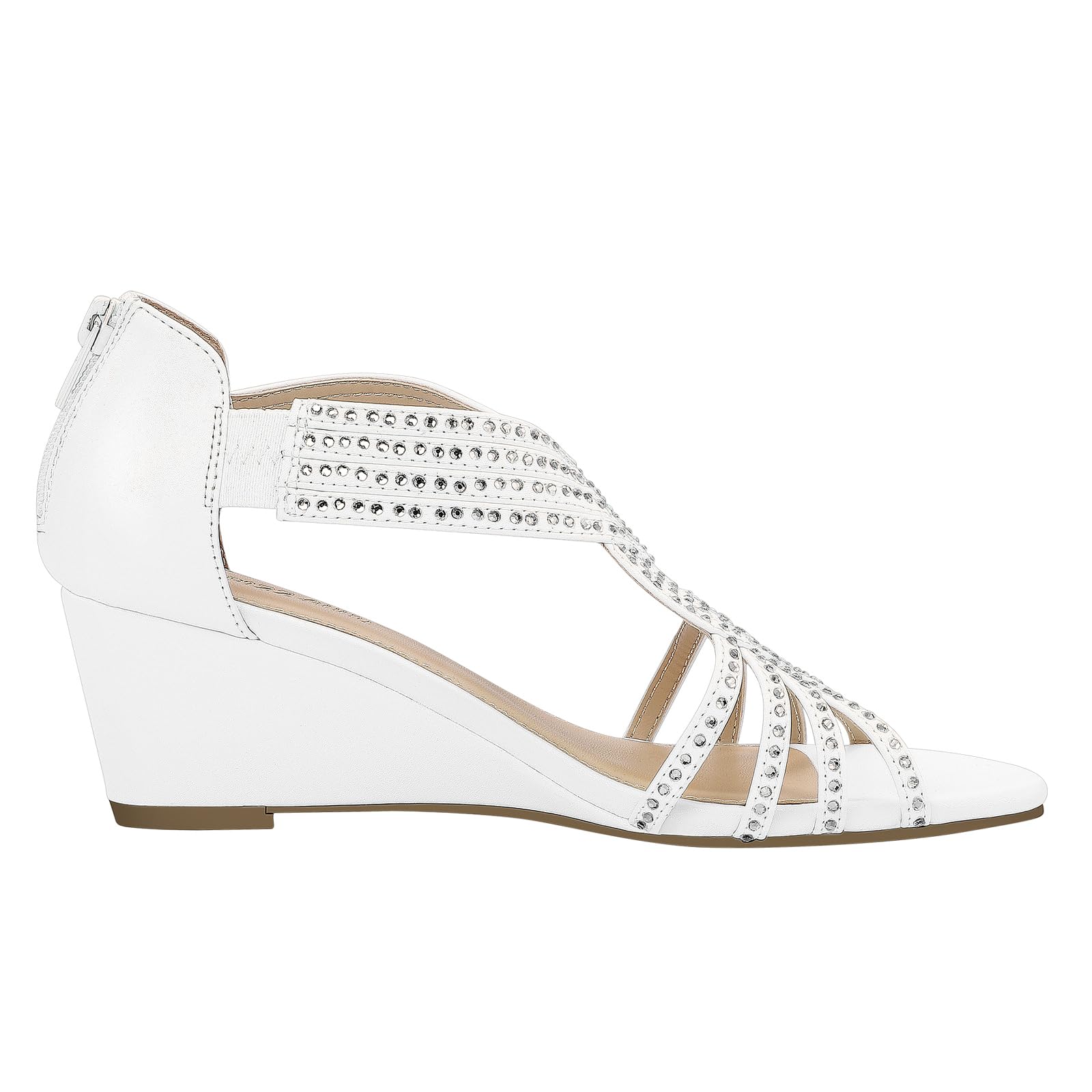 PIZZ ANNU Sandalias Mujer Verano con Tacón de Cuña Diamante de Imitación Zapatos Moda Punta Abierta Elegante Boda Fiesta Damas Zapatos