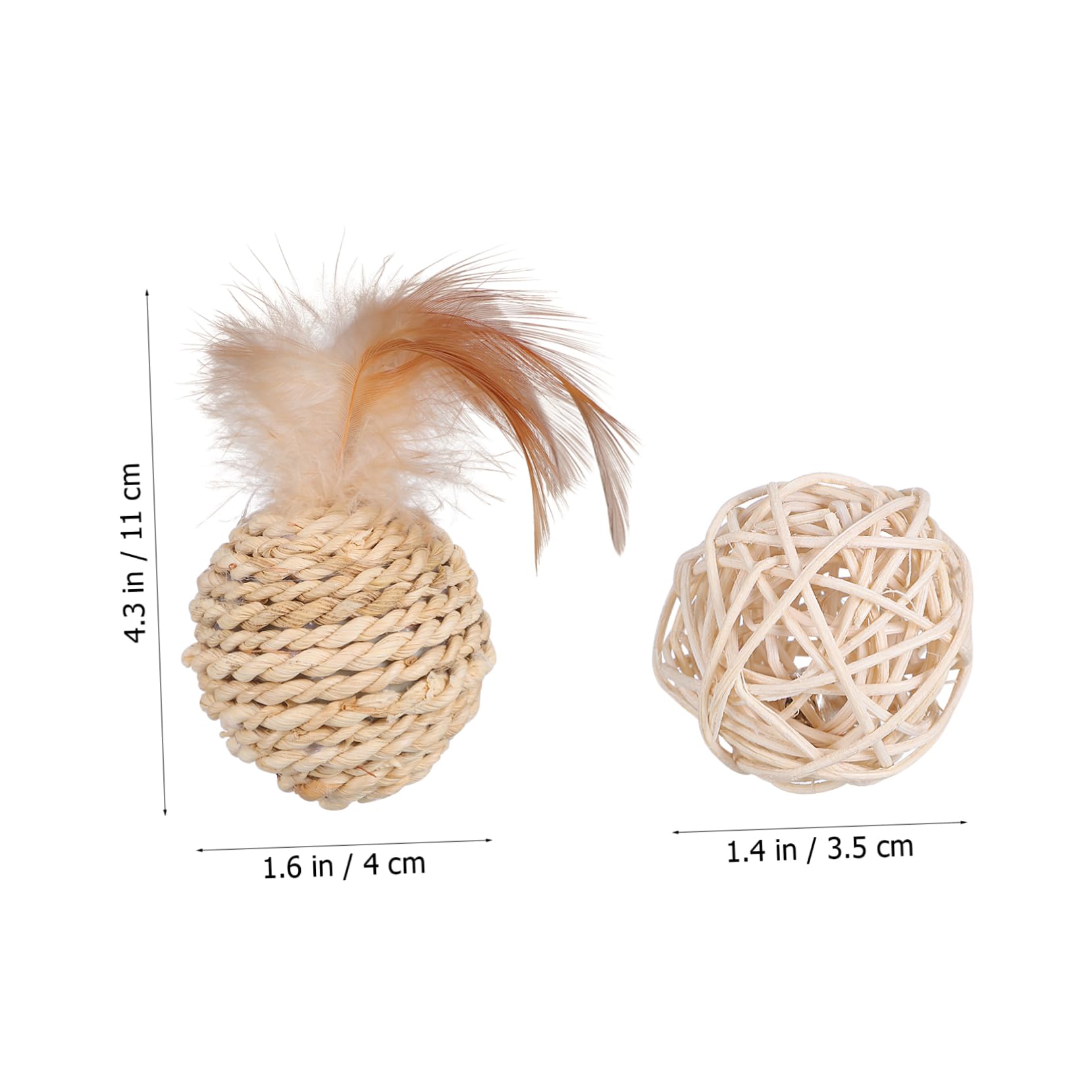 LIOOBO 2pcs Cat Rattan Balls with Bells Interactive Play Balls for Kittens Chew Scratch Fun Corn Braid for Cats