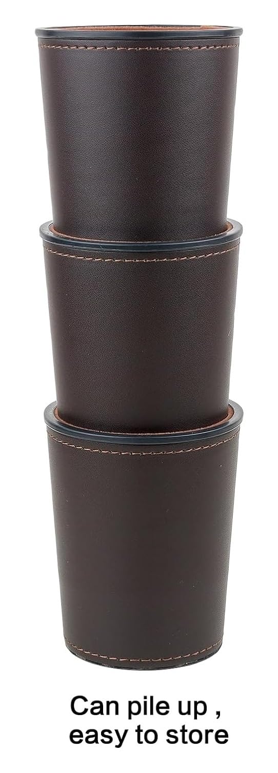 Bamboo's Grocery LoKii Leder-Würfelbecher, innen mit Filz gefüttert, 6 Shakerbecher und 30 Punktwürfel, eine Tragetasche, braun