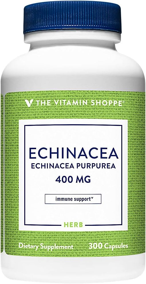 The Vitamin Shoppe Echinacea 400MG (Echinacea Purpurea), Suplemento Herbal Apoya la Función Inmune Saludable (300 Cápsulas) Colombia