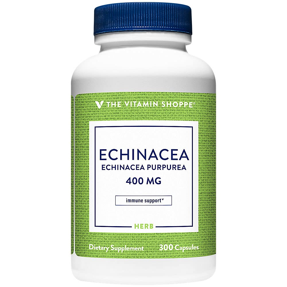The Vitamin Shoppe Echinacea 400MG (Echinacea Purpurea), Herbal Supplement Supports Healthy Immune Function (300 Capsules)