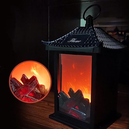 Miniatura 6 de Farol de chimenea, linterna LED sin llama, lámpara rectangular alimentada por USB, efecto de registro de llama, simulación de linterna rectangular