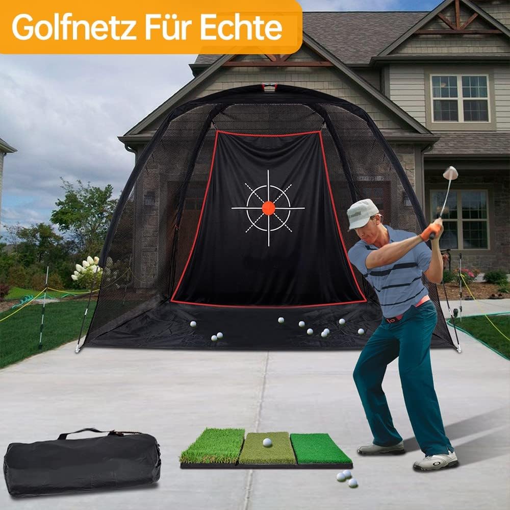 Filet d'entraînement de golf : 240 x 180 x 150 cm Bâche PE en acier inoxydable Pare-chocs Montage rapide pour adultes-enfants Jardin-Intérieur Driving