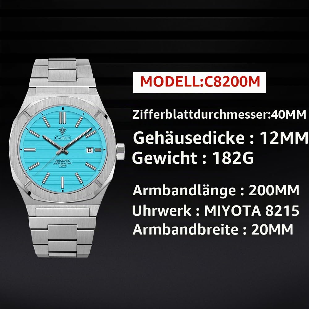 CADISEN Automatik Uhr Herren Mechanische Rostfreier Stahl Freizeit Uhren männer