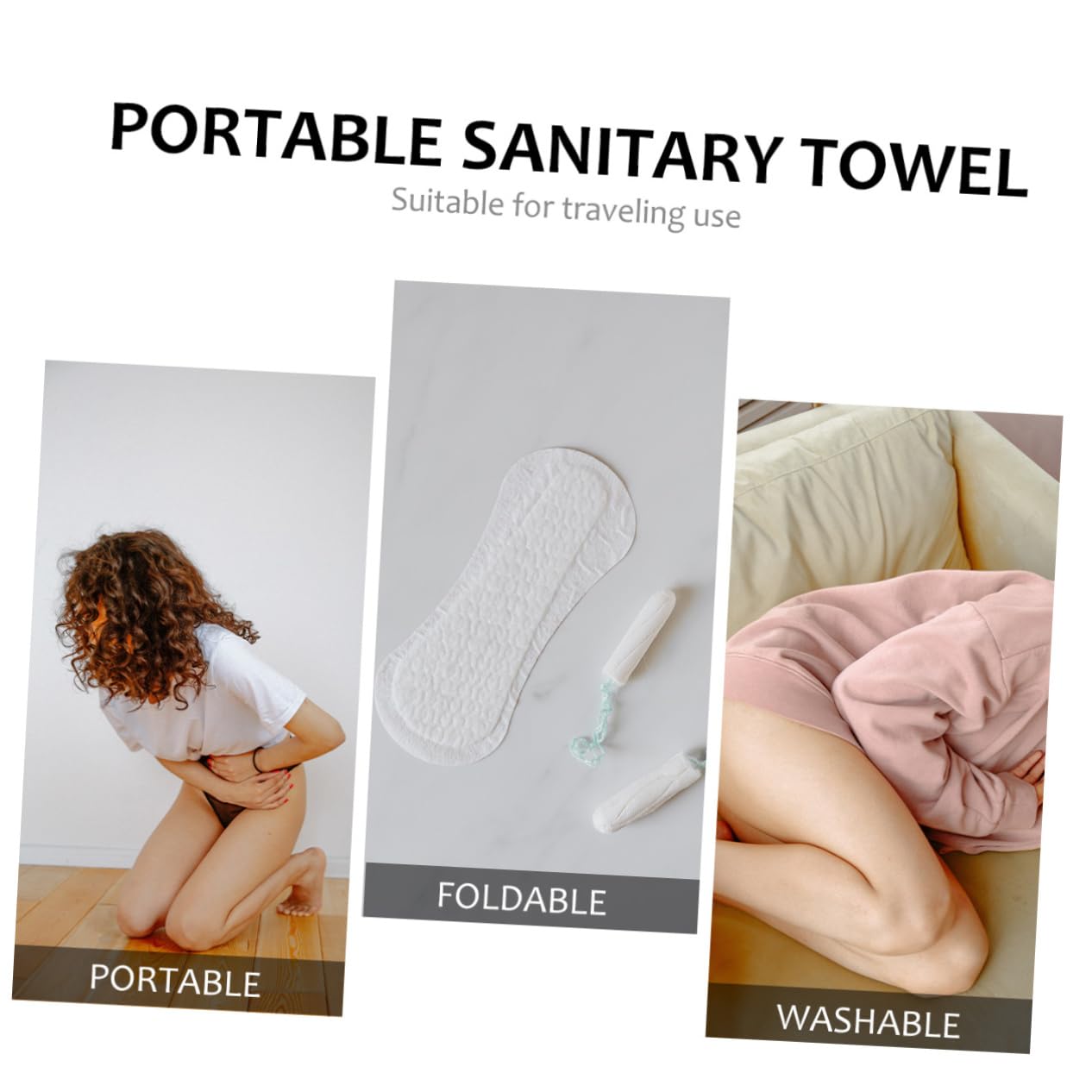 FRCOLOR 4 Piezas toalla sanitaria de tela compresas menstruales toalla sanitaria lavable almohadilla de período absorber agua protegeslips almohadillas de mamá toalla higiénica portátil