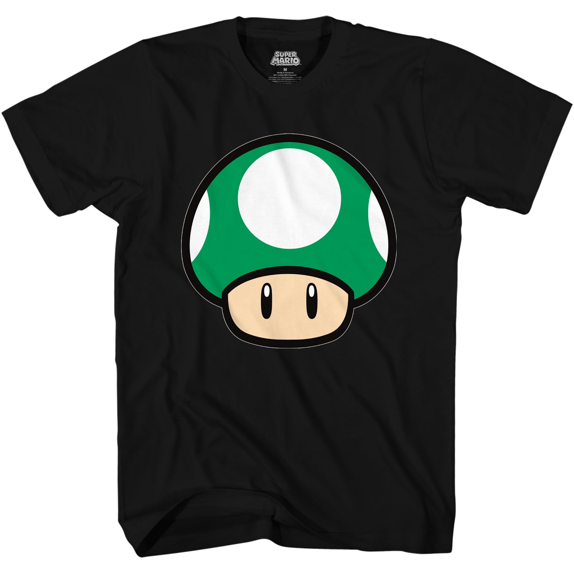 Nintendo Super Mario One Up Mushroom Get a Life Adult T-Shirt, Black, Medium