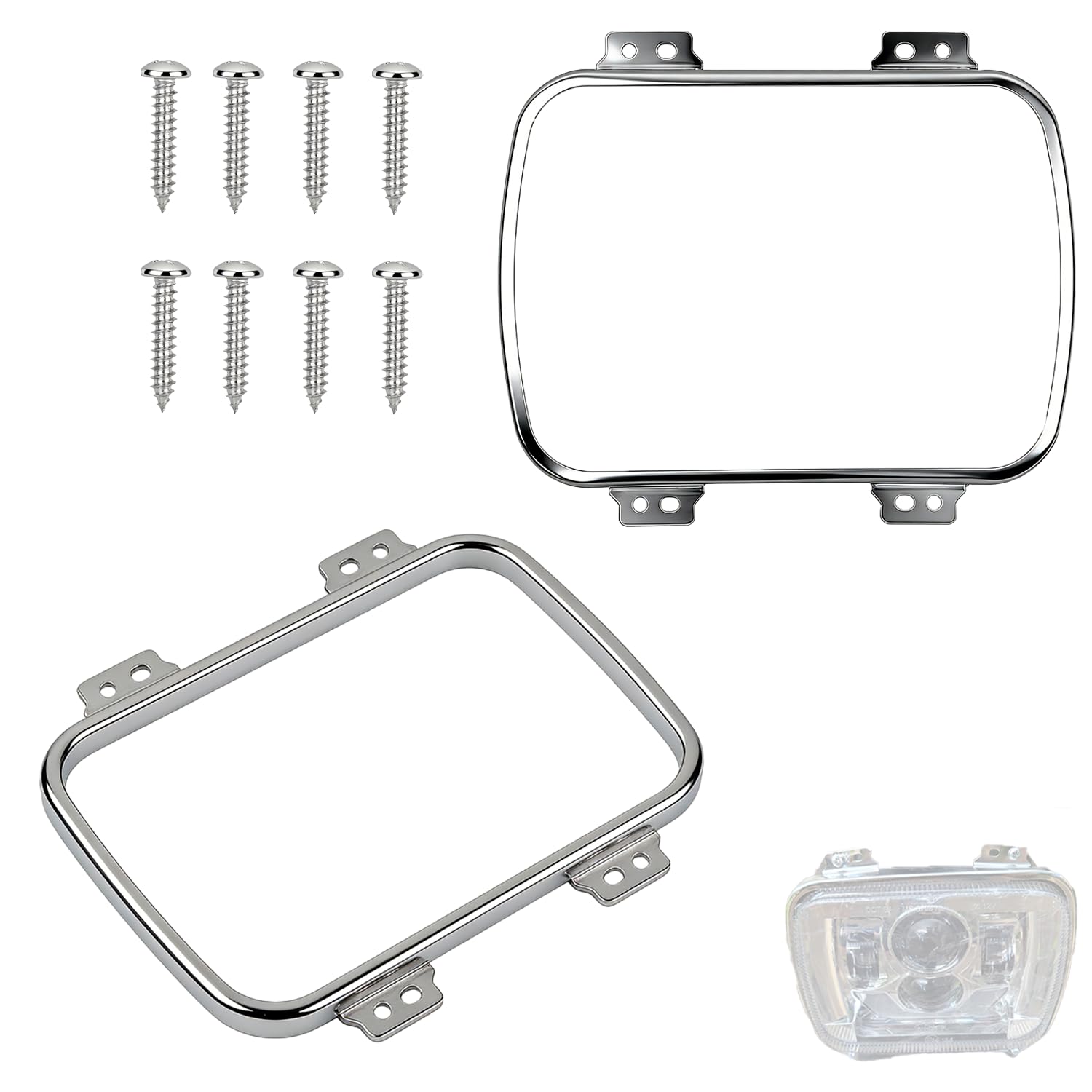 Photo 1 of 2 sets 42407 Headlamp Retaining Ring,with eight fixing screws,42407 Rectangular Headlamp Retaining Ring (8in×5.6in),compatible with Dorman