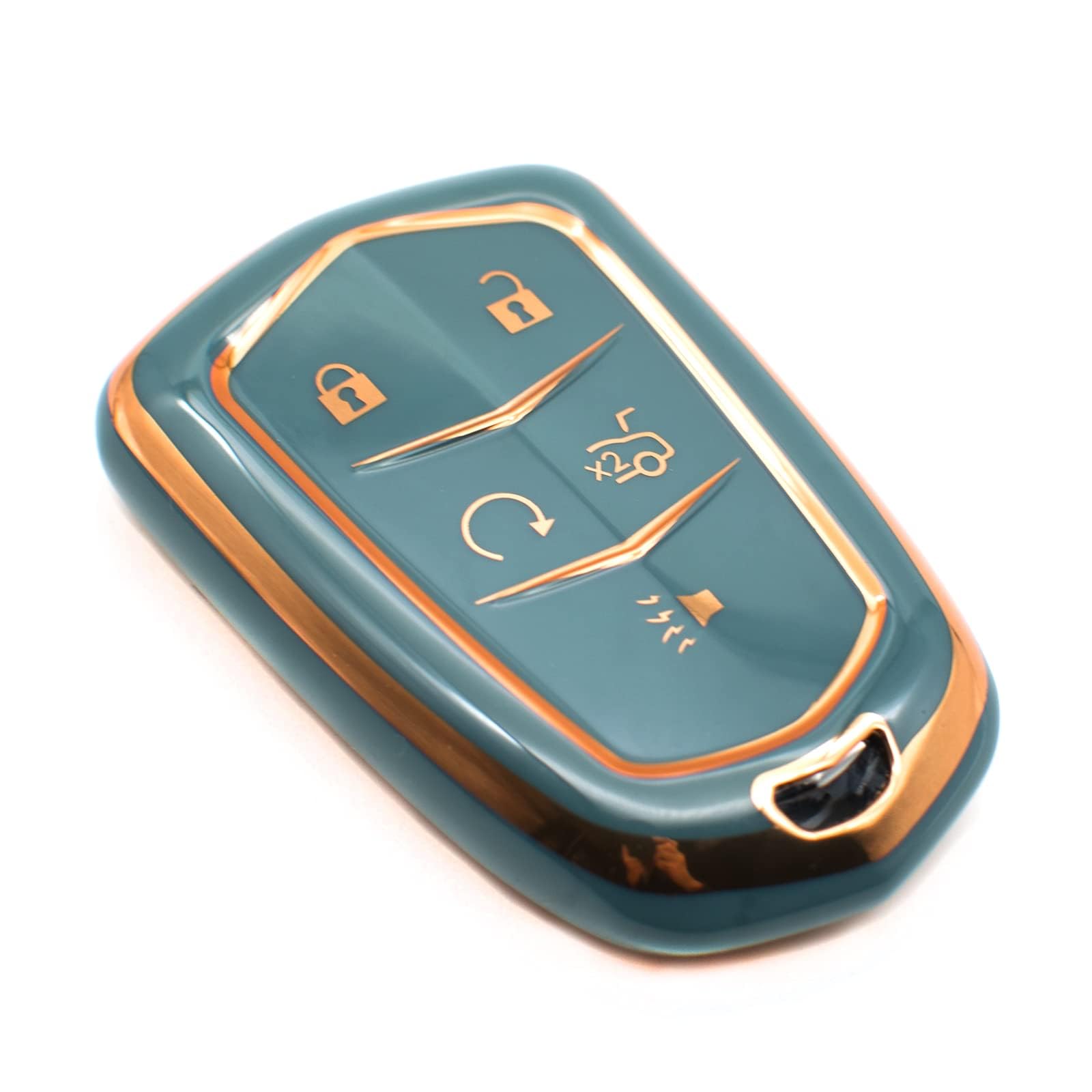 FEYOUN Key Fob Cover Compatible with Cadillac ATS SRX CT6 CTS XT5 XTS XT4 XT6 CT4 Escalade ESV Smart 5 Buttons TPU Remote Keyless Key Fob Case