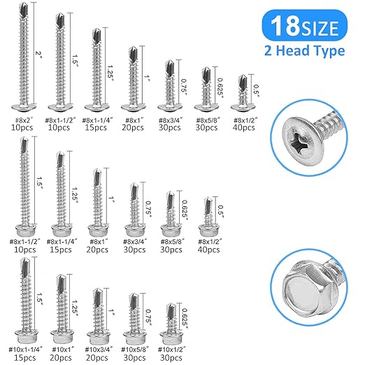 Tornillos Autoperforantes 420pcs Acero Inoxidable 410 CGBOOM miniatura 2