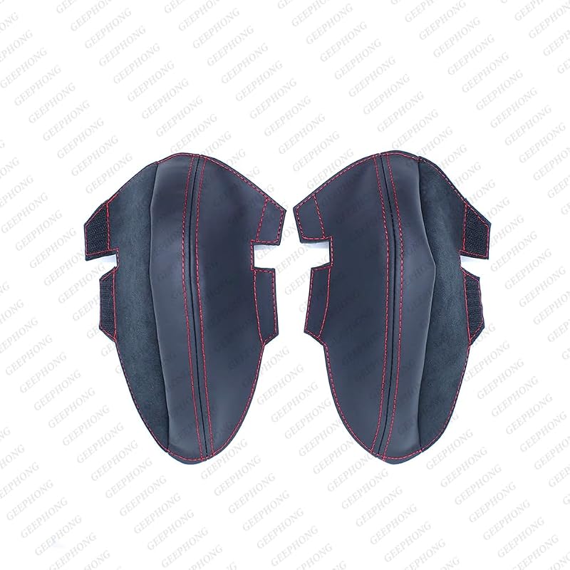 Geephong Protetor de Aba Lateral para Banco Concha de Fibra de Carbono BMW M G87 G80 G81 G82 G83 F90 F91 F92 F93, Couro Legítimo, Preto com Costura Vermelha, Kit com 2 peças