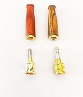 Vista 4 de Juego de 2 portacigarrillos de madera con interfaz de metal, hecho a mano de madera natural, portátil, reutilizable, regular