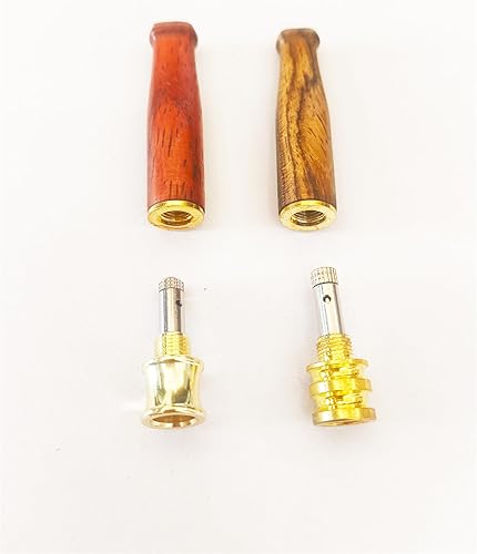 Miniatura 4 de Juego de 2 portacigarrillos de madera con interfaz de metal, hecho a mano de madera natural, portátil, reutilizable, regular