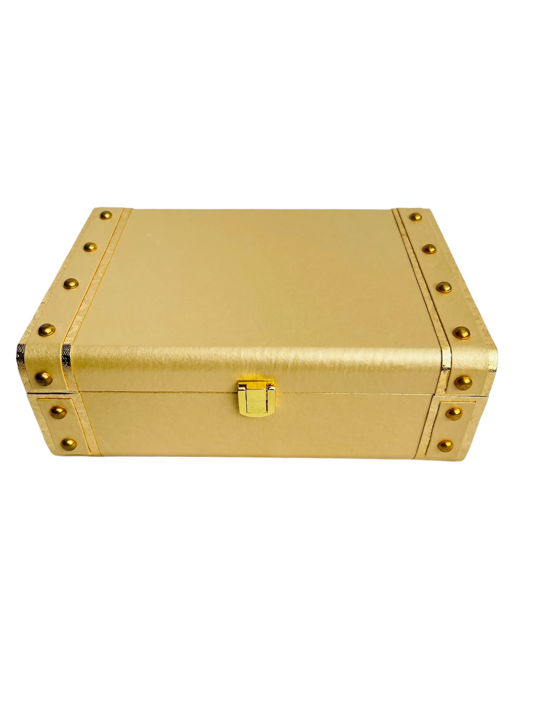 WS Wrap Shap Golden Leatherette MDF Hamper Box | Gift Hampers | Empty Box | Anniversary Gift | Corporate Gifting | Baby Shower Gifting | Return Gifts | Luxury Box | 10"X7"X3.5"