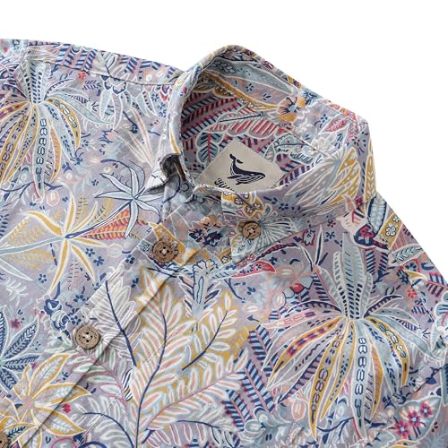 Parent-Children Hawaiian Shirt 100 Cotton Tropical Palm Tree Kids' Short-Sleeve Aloha Button-Down Shirts4