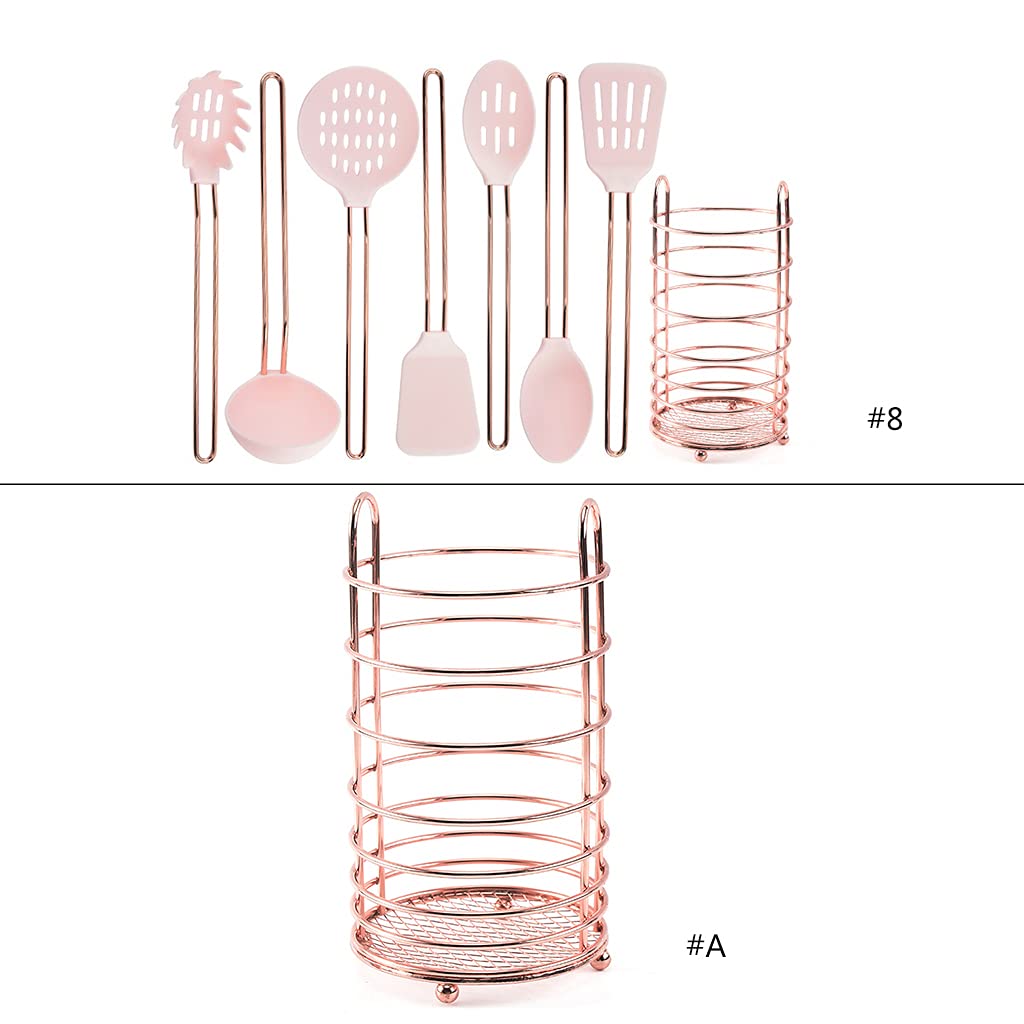 PANGBOER Kochutensilien, Küchenutensilien-Set, Edelstahlgriff, Schlitzlöffel, Pfannenwender, Küchenhelfer, Utensilien-Set, Silikon, spülmaschinengeeignet