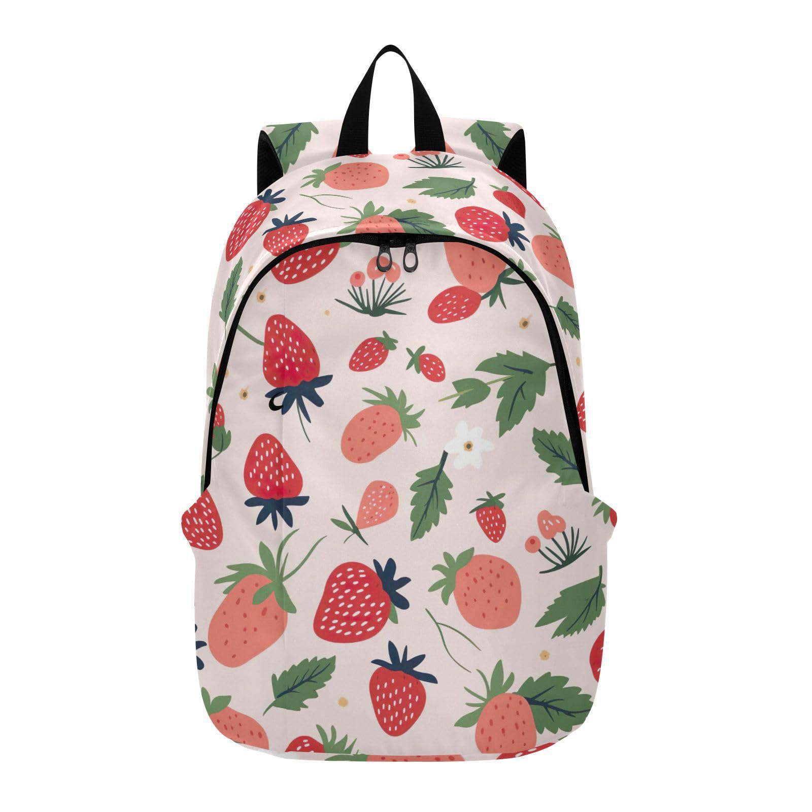 MCHIVER Travel Backpack Strawberry Leave Fruit Casual Daypack Backpacks Lightweight Carry on Bag Water Resistant Hiking Backpack for Men Women