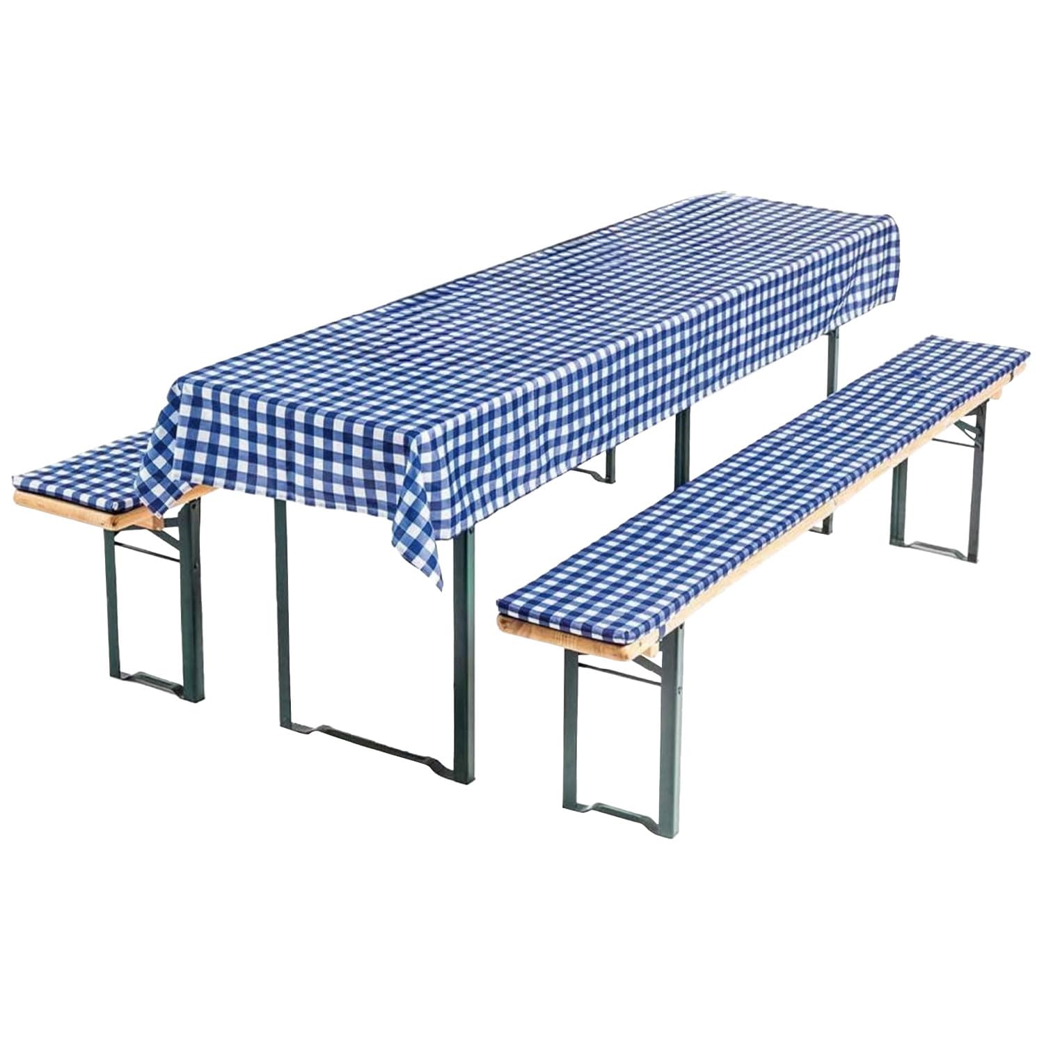 Set di 3 cuscini per panchina, colore: blu/bianco