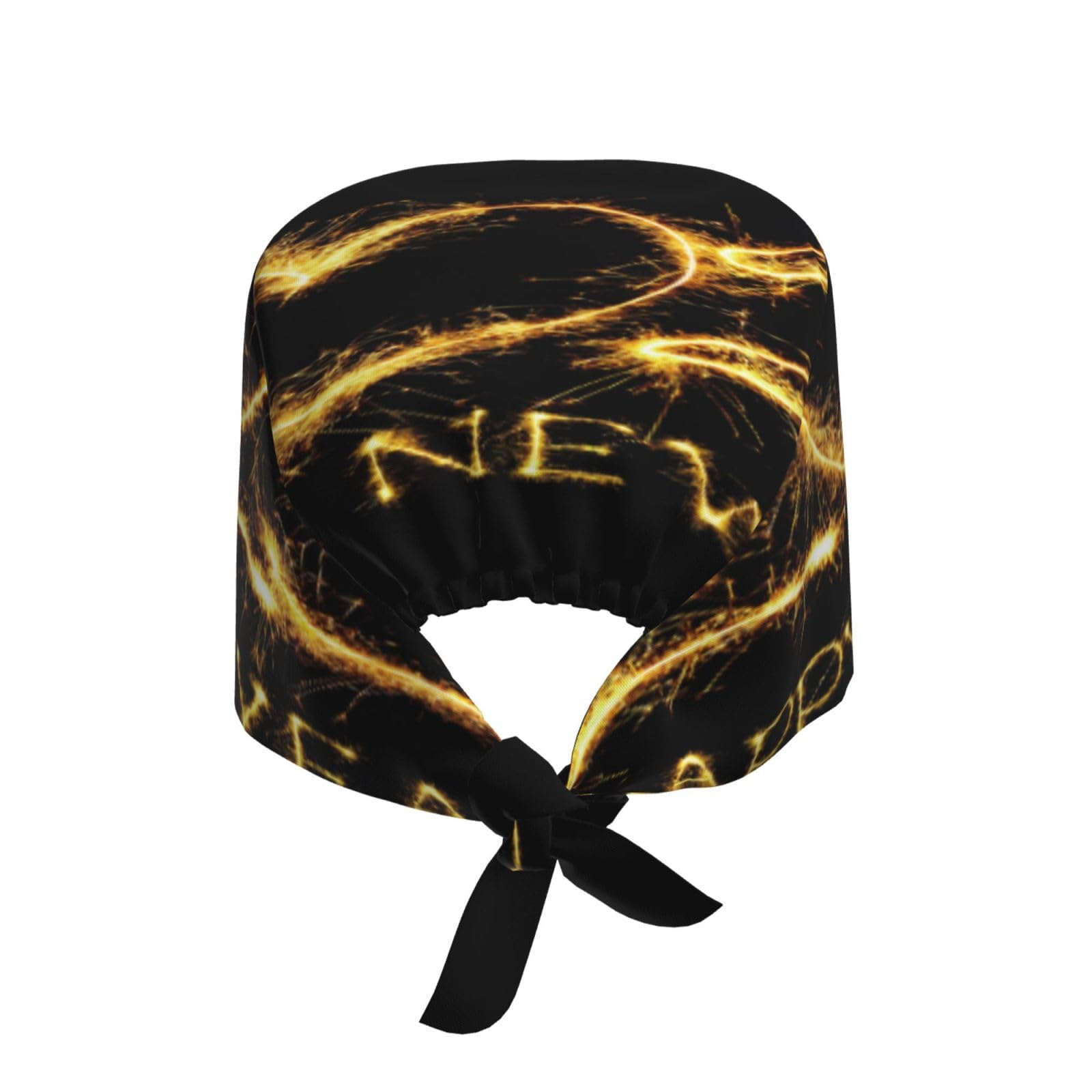 Kuilepa Happy New Year 2025 Print Working Caps With Sweatband Adjustable Working Hats Elastic Scrub Hats Nurse Scrub Cap