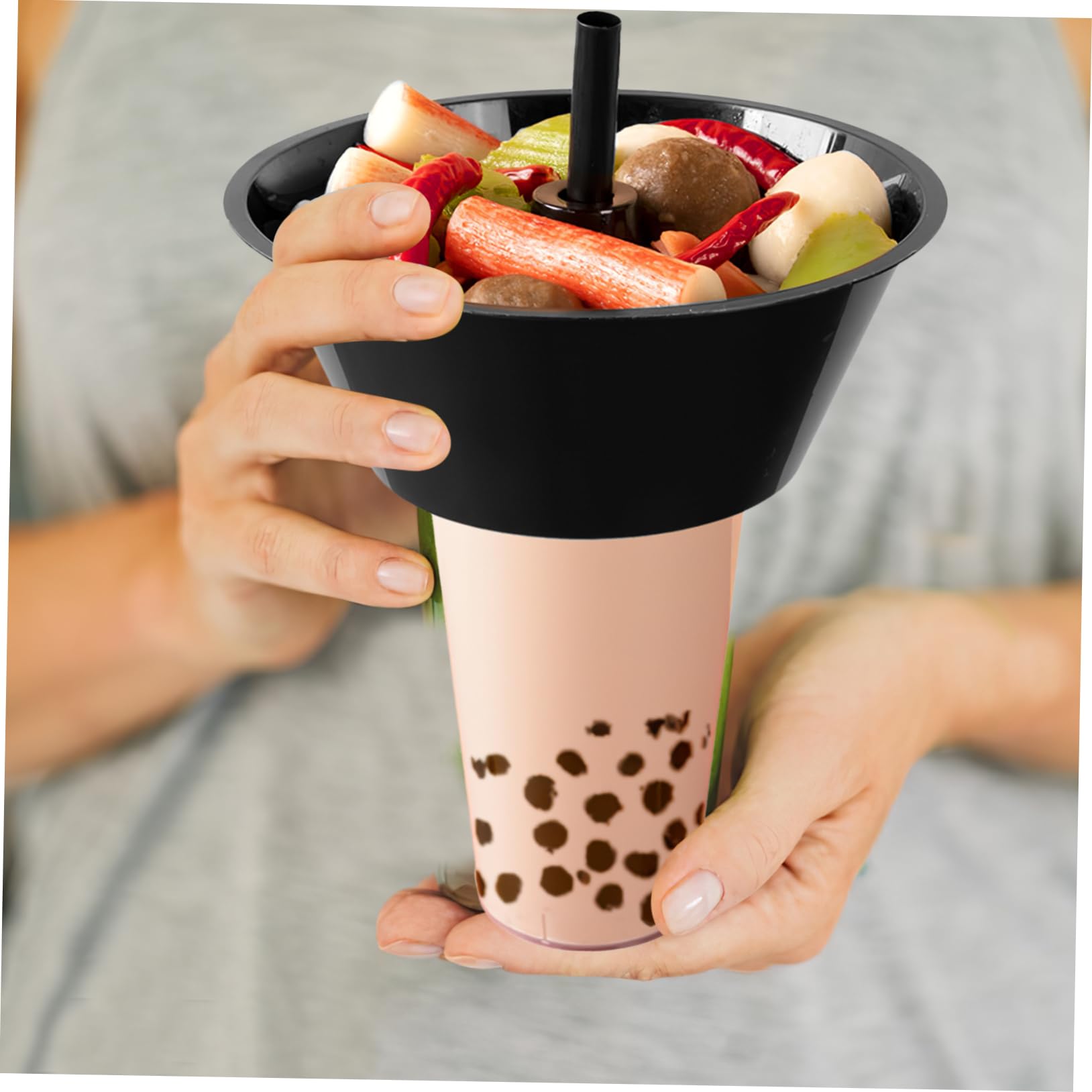 Holibanna 5Sets Portable Snack Bowls Thickened Drink Cups Combined Food Bowls for Snacks Beverages for Parties and Outdoor Use Durable Material Capacity