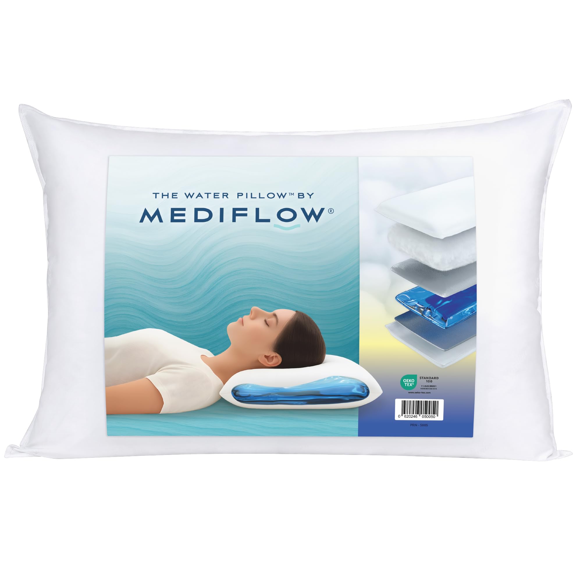 Mediflow 5005 The Original Water Cushion 50 x 70 cm, Cotton, White