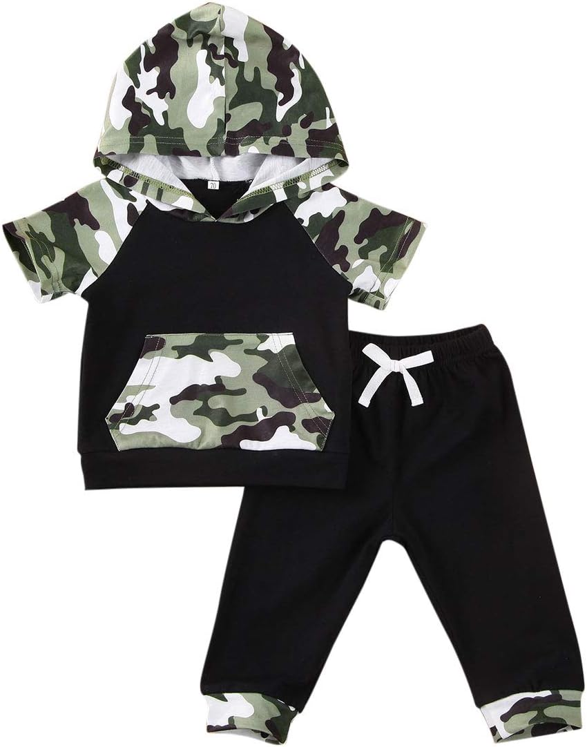 Infant Baby Boy Outfits Hooded Short Sleeve Tops+Pants Dinosaur Clothes Set 0-24M