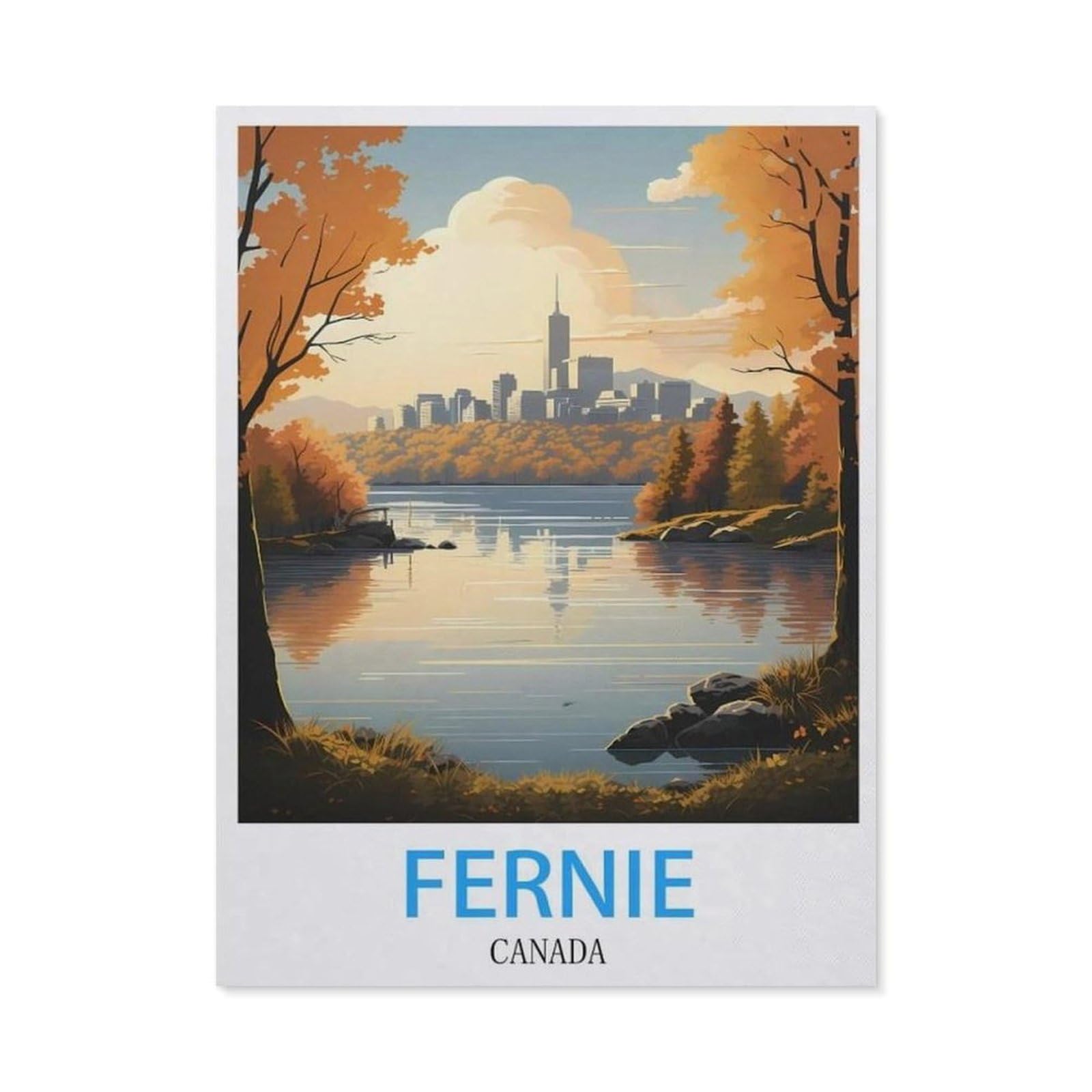 BEAYODKP Fernie Canada Vintage Travel Poster，Diamond Art Kits for Adults and Kids, Full Drill Round Rhinestone Paint with Diamonds（30 x 40 cm/11.81 x 15.74 inches）-BW61