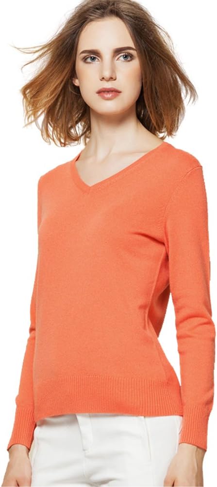 ZHILI Women's V-Neck Cashmere Pullover Sweater