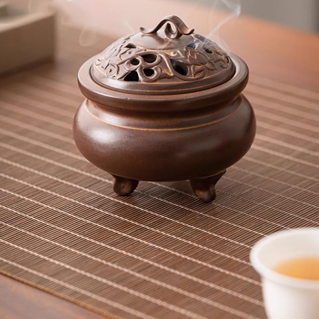 Incense Burner,Incense Stick Holder,Ceramic Retro Three-Legged Incense Burner Household Agarwood Indoor Offering Incense Box Sandalwood Burner Incense Holder Incense Burner