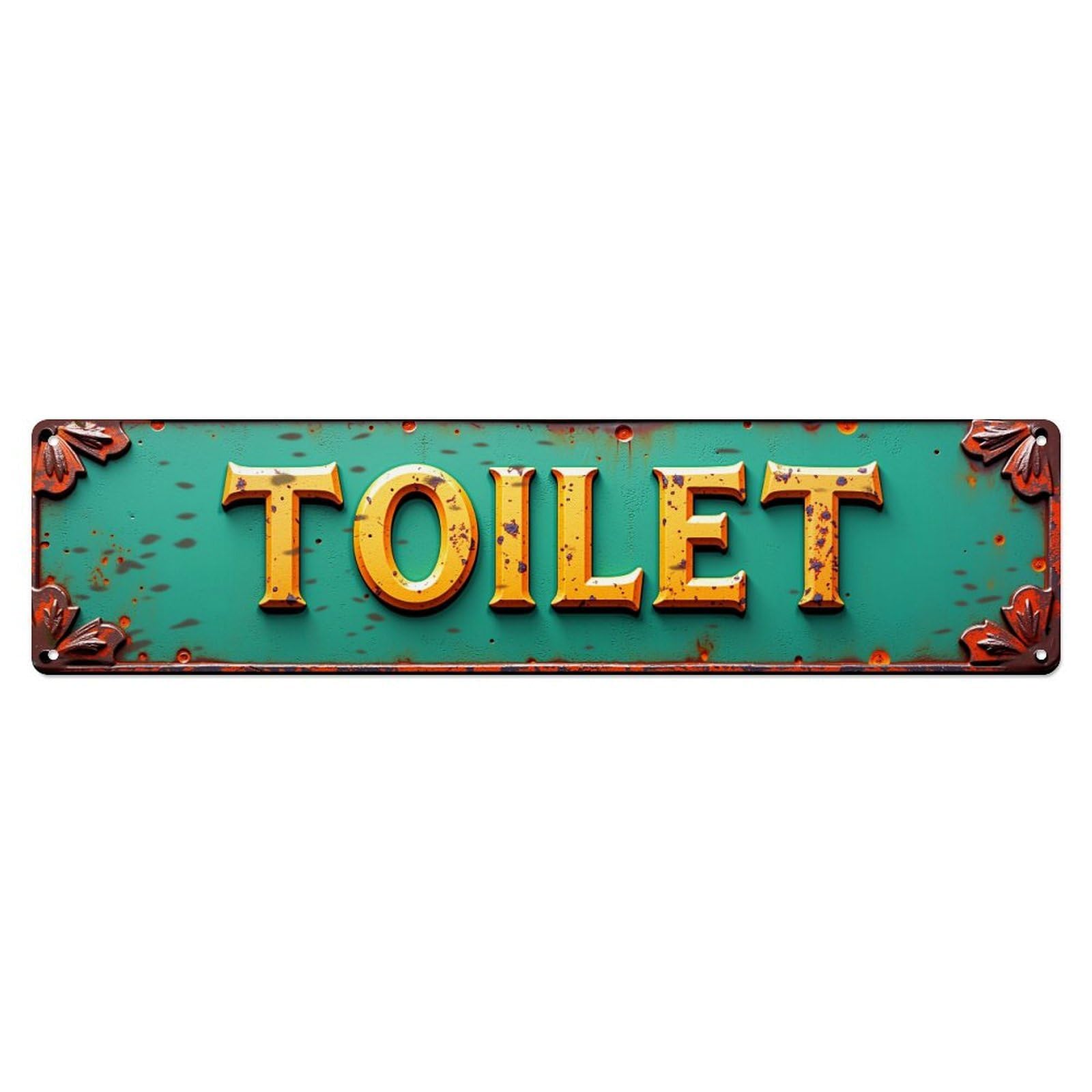 Rusty Toilet Sign Pattern Vintage Metal Tin Sign Retro Wall Decor for Home Bar Garage Cafe, Indoor & Outdoor Decorative Metal Poster, 4x16 Inch