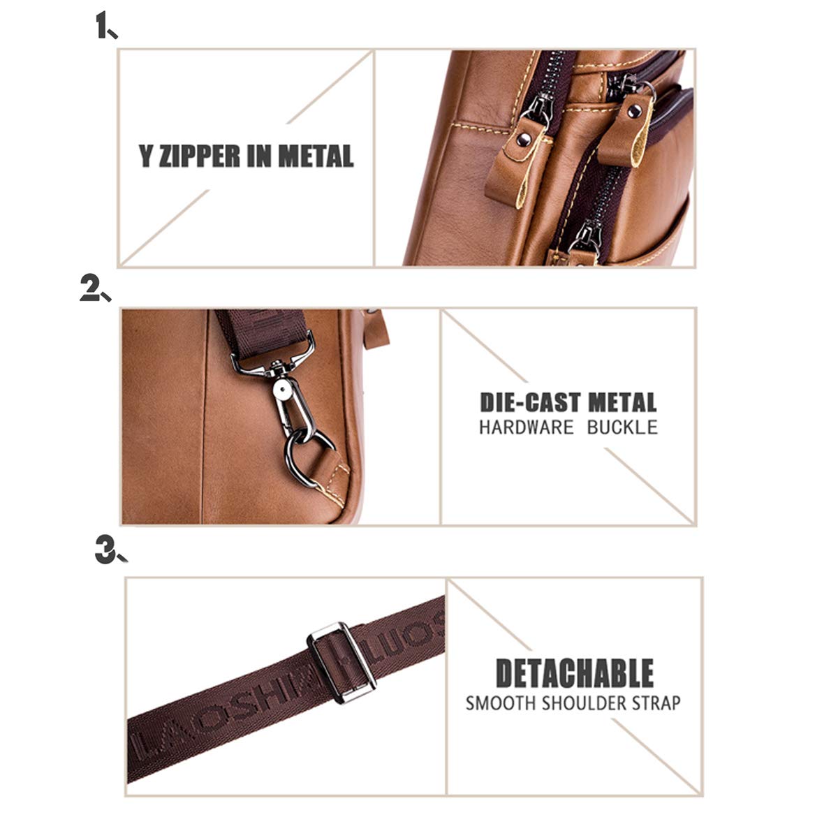 Uomo Borse A Spalla Moda Casual Vera pelle Borse A Tracolla